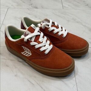 Rust Suede Sneakers with White Laces